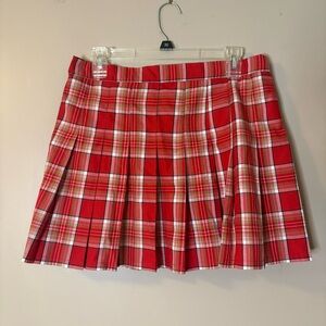 Aerie women’s plaid red skirt pleated short size l